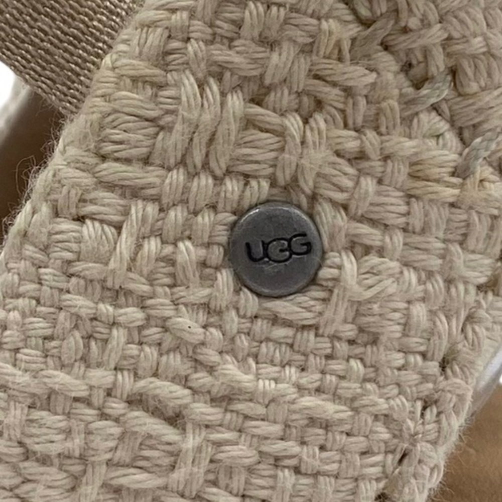 UGG Sandals Delmar Natural Espadrille Wedge Ankle Tie Size 8.5 - Picture 7 of 16
